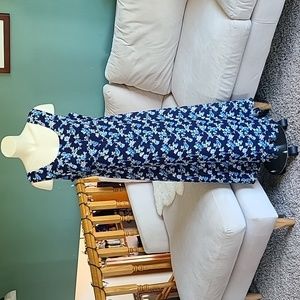 Vintage 90's sun dress, floral and navy blue, size Medium